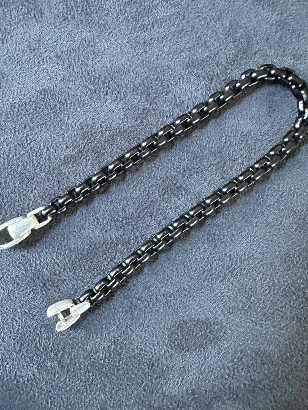 David Yurman Box Chain Bracelet in Darkened Sterling Silver and Stainless Steel